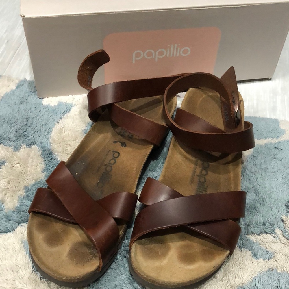 Papillio Tan Leather Strap Sandals
